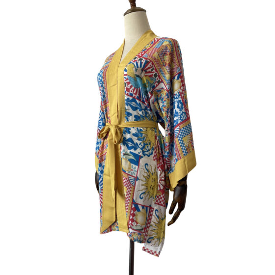 custom kimono print short robe