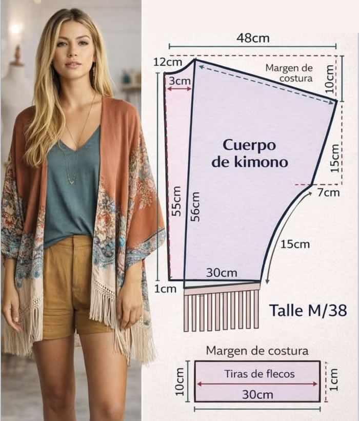 Template share for the custom kimono dress